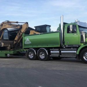 Upt Tri Axle Trailer With Cat Excavator And Western Star Truck