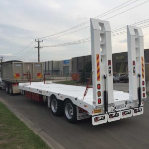 Heavy Duty Tandem Axle Machinery Trailer With Diesel Tank And Built In Auger Holders