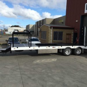 Upt Tandem Axle Trailer In Vlack And White With Long Stainless Steel Toolbox Door