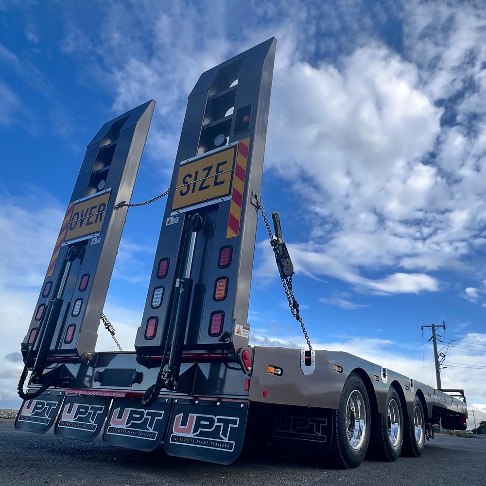 Custom heavy duty tri axle trailer with BPW rear steer by Ultimate Plant Trailers in Geelong