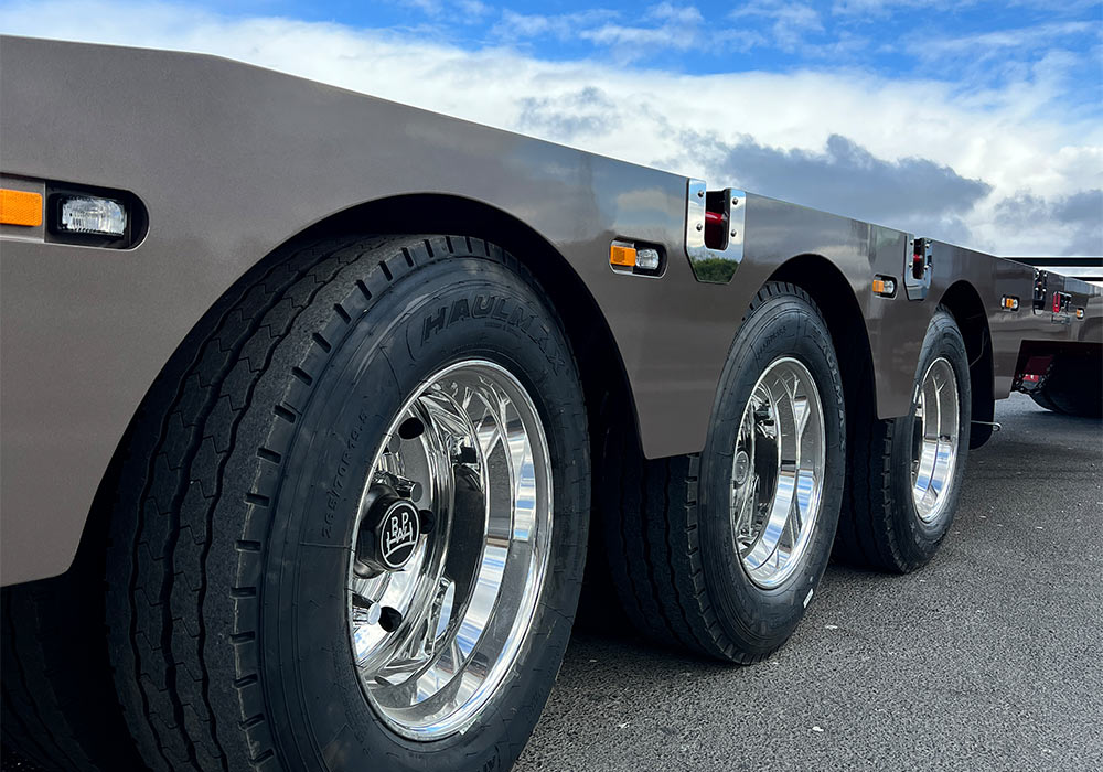 Custom heavy duty tri axle trailer with BPW rear steer by Ultimate Plant Trailers in Geelong