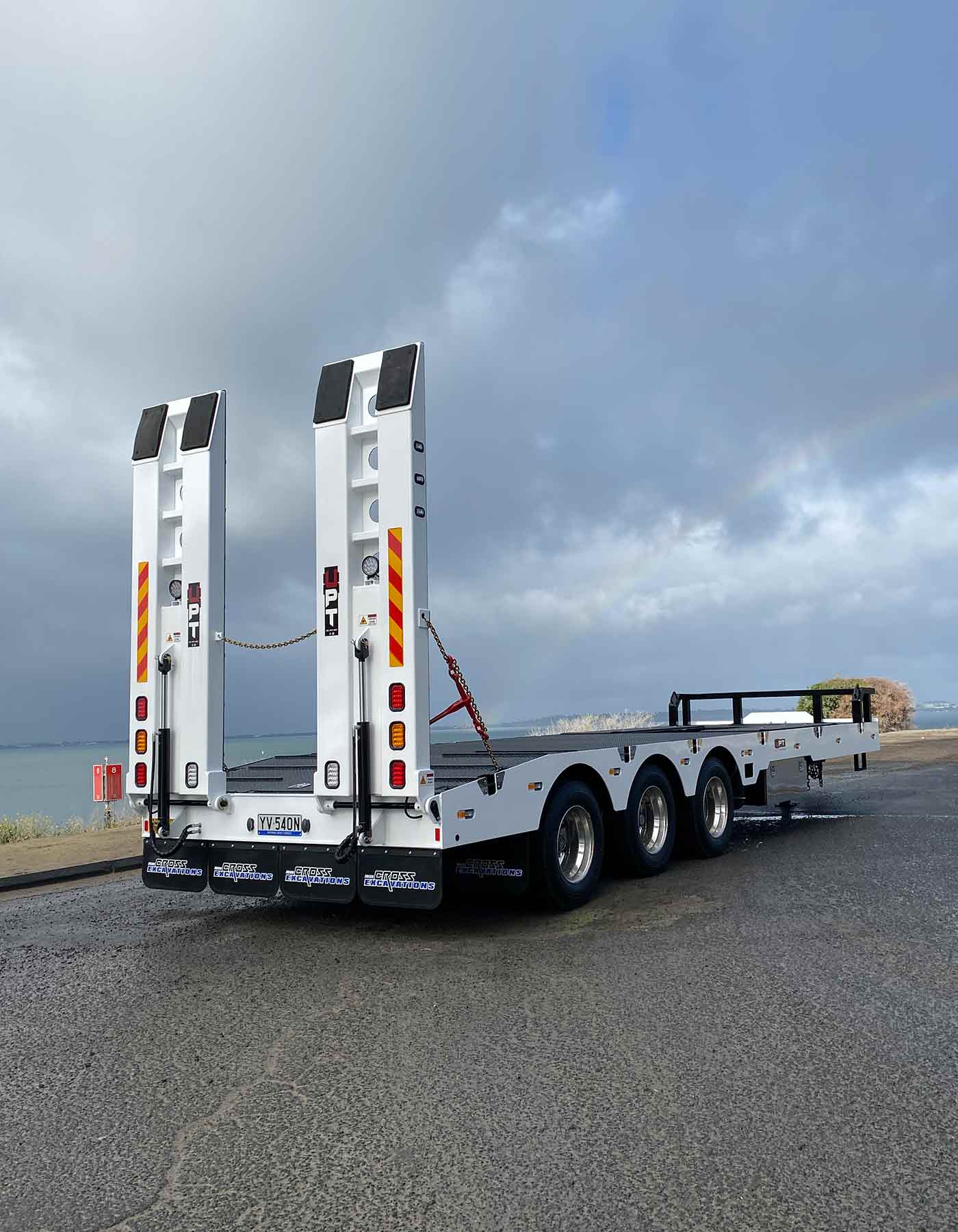 Custom heavy duty tri axle trailer with BPW rear steer by Ultimate Plant Trailers in Geelong