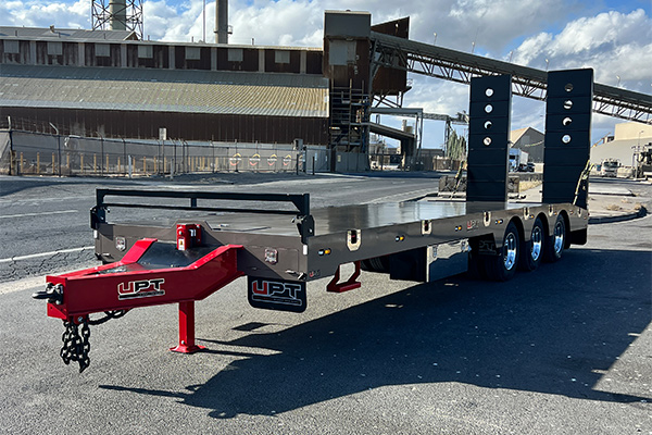 Custom heavy duty tri axle trailer with BPW rear steer by Ultimate Plant Trailers in Geelong