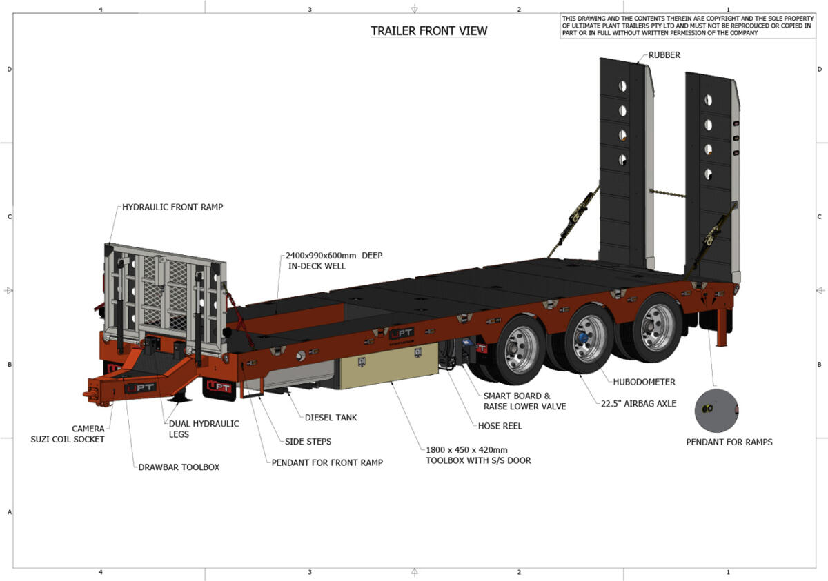 CAD drawing of custom plant trailer
