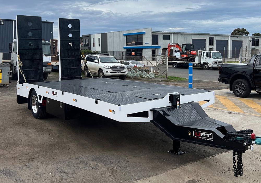 Custom single axle heavy duty trailer by Ultimate Plant Trailers in Geelong
