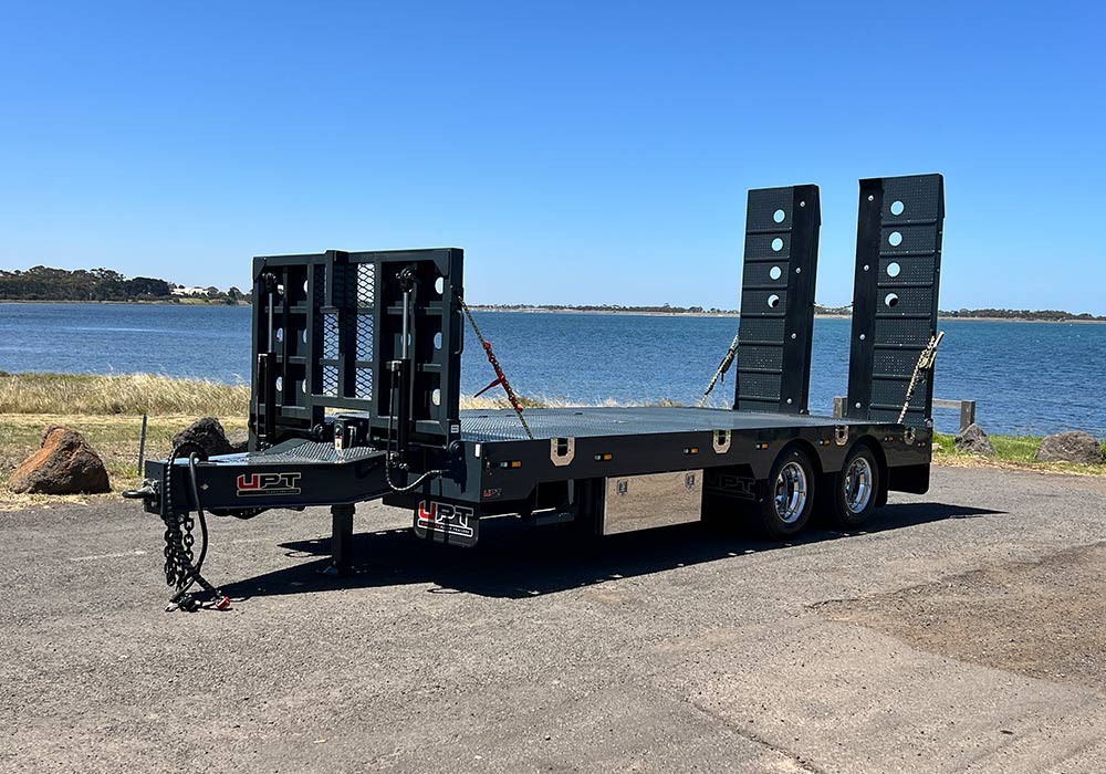 Custom heavy duty tandem axle trailer by Ultimate Plant Trailers in Geelong