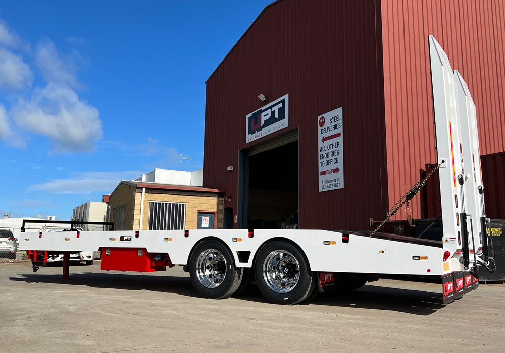 Custom heavy duty tandem axle trailer by Ultimate Plant Trailers in Geelong