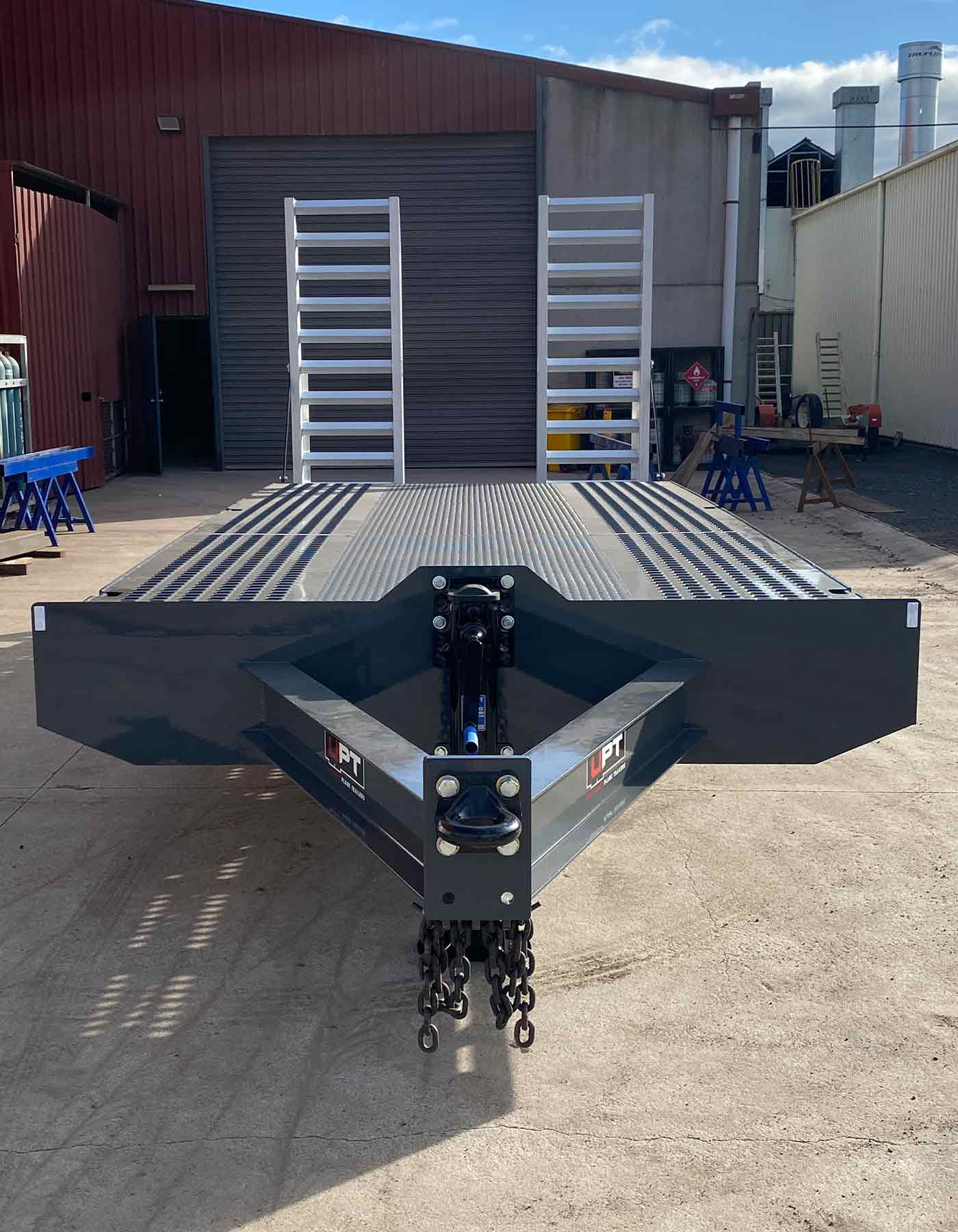 Custom tandem flat deck trailer by Ultimate Plant Trailers in Geelong