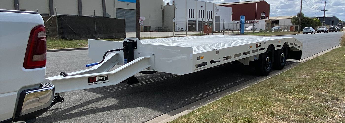 Custom tandem flat deck trailer by Ultimate Plant Trailers in Geelong