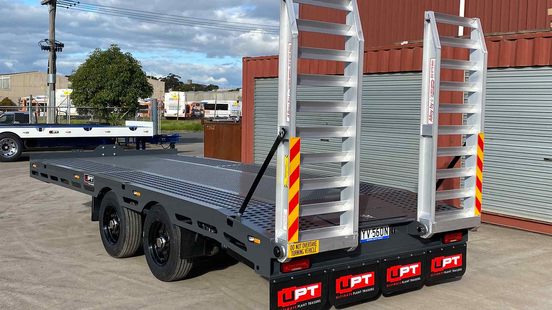 Custom tandem flat deck trailer by Ultimate Plant Trailers in Geelong