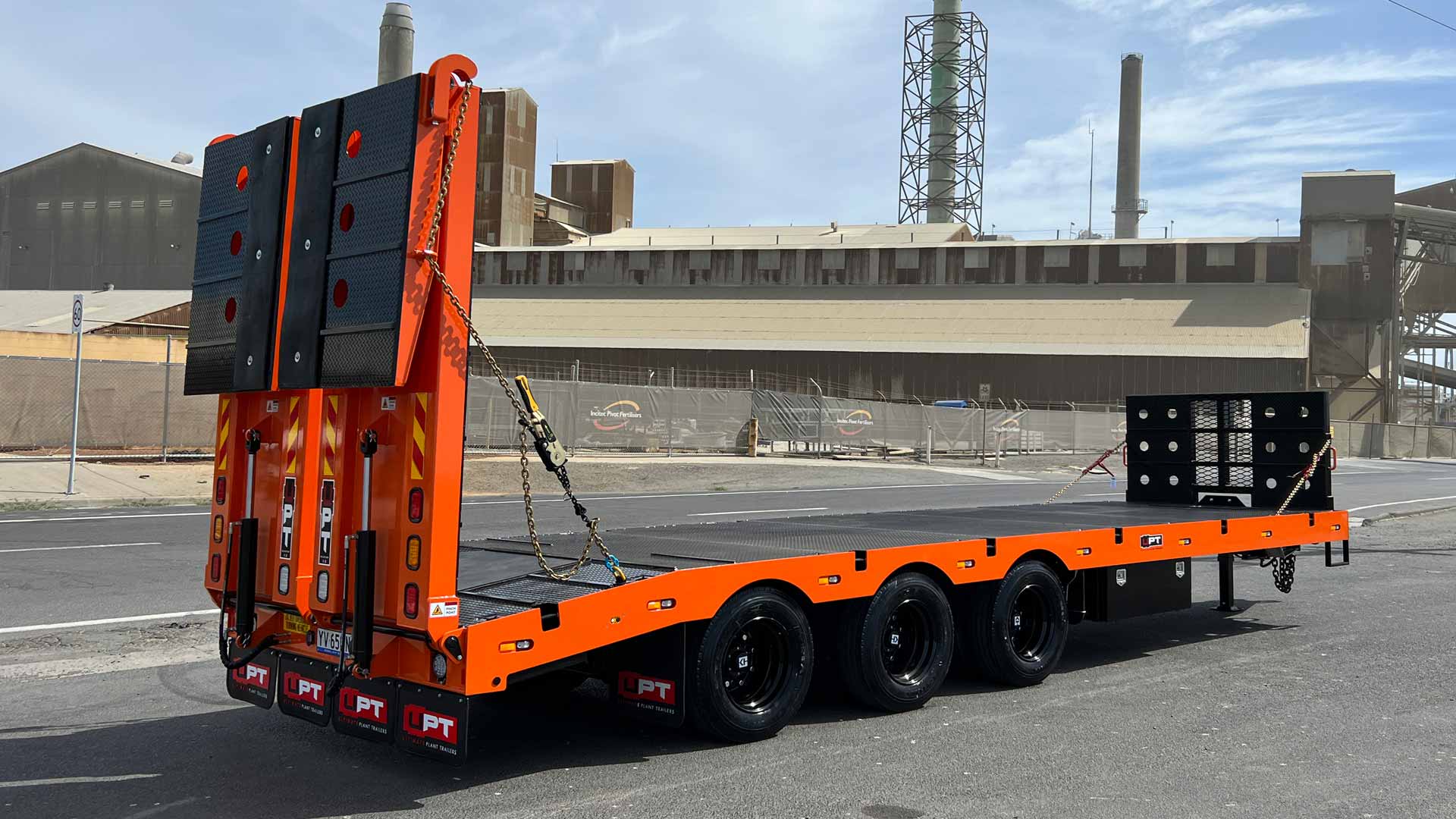 Custom heavy duty tri axle trailer by Ultimate Plant Trailers in Geelong