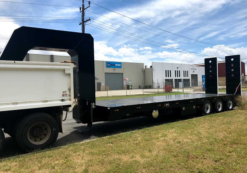 Custom swan neck trailer built by Ultimate Plant Trailers in Geelong