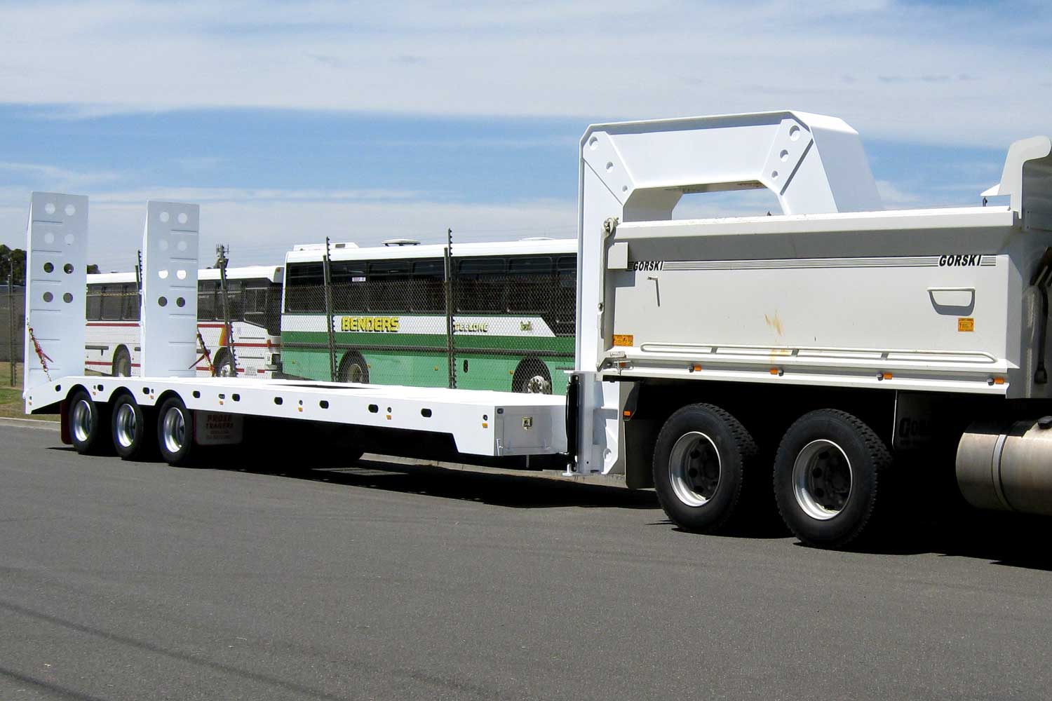 Custom swan neck trailer built by Ultimate Plant Trailers in Geelong