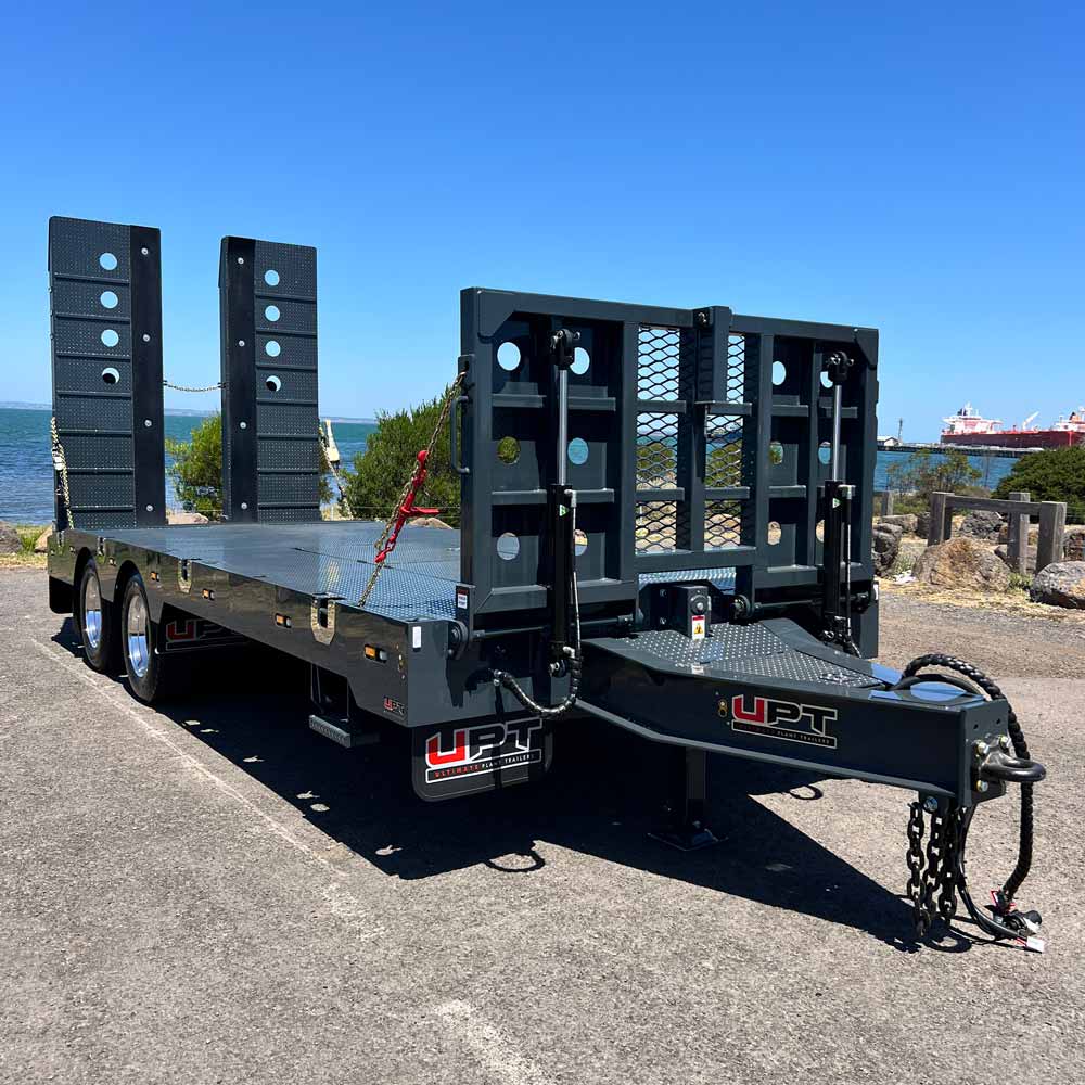 Custom heavy duty tandem axle trailer by Ultimate Plant Trailers in Geelong