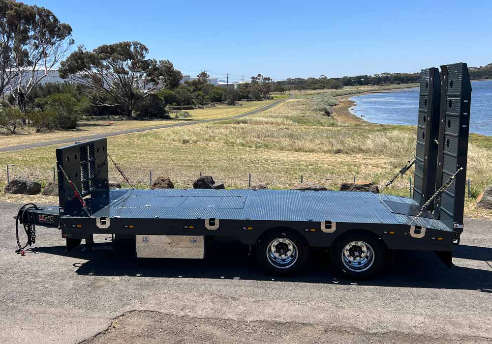 Custom heavy duty tandem axle trailer by Ultimate Plant Trailers in Geelong